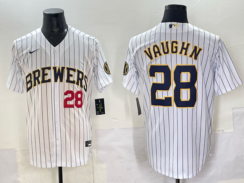 Men Milwaukee Brewers #28 Vaughn white 2025 Nike NFL JERSEY 003->milwaukee brewers->MLB Jersey